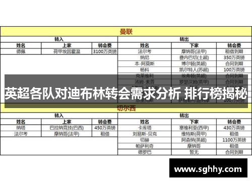 英超各队对迪布林转会需求分析 排行榜揭秘 英超各队对迪布林转会需求分析 排行榜揭秘
